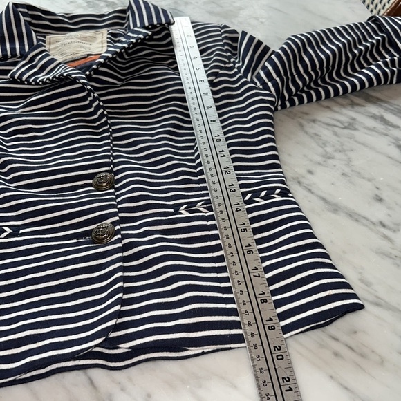 Anthropologie Cartonnier Navy White Striped Jacket Size Small - Picture 4 of 8